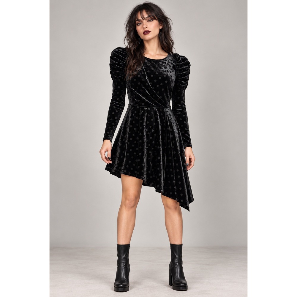 Dark Romantic Black Burnout Velvet Asymmetrical Dress Goth Topshop 10